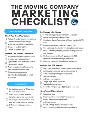 Marketing for Moving Companies Checklist